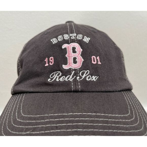 Women Boston Red Sox Fan Favorite Strapback Adjustable Hat Cap Mom MLB Blue Pink - Picture 2 of 9